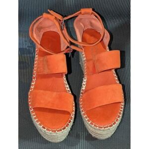 Coconuts by Matisse Soire Espadrille Wedge Sandals Orange Suede Platform Sz 8.5
